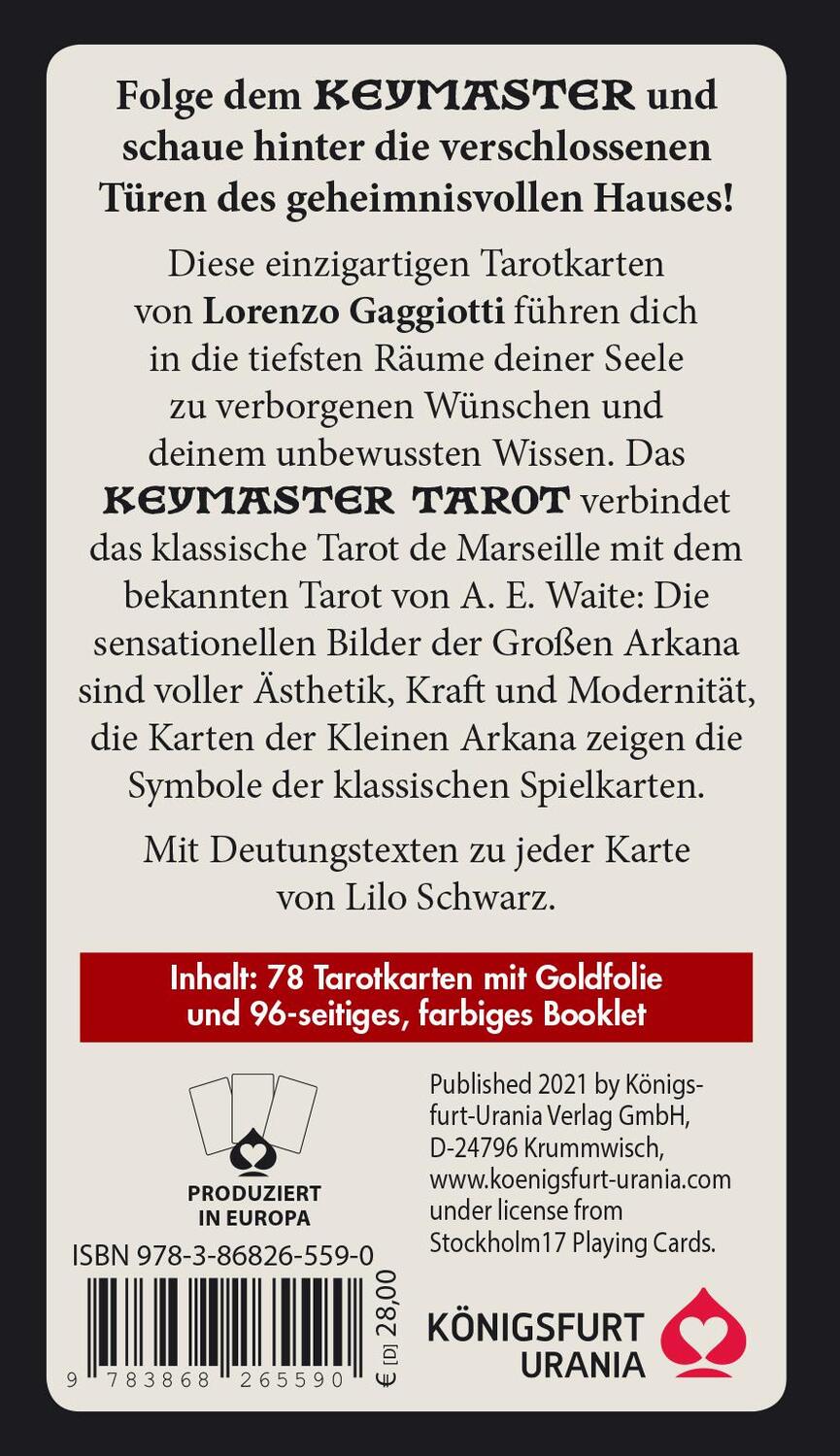 Rückseite: 9783868265590 | Keymaster Tarot | 78 Karten mit Goldfolie und Booklet | Lilo Schwarz