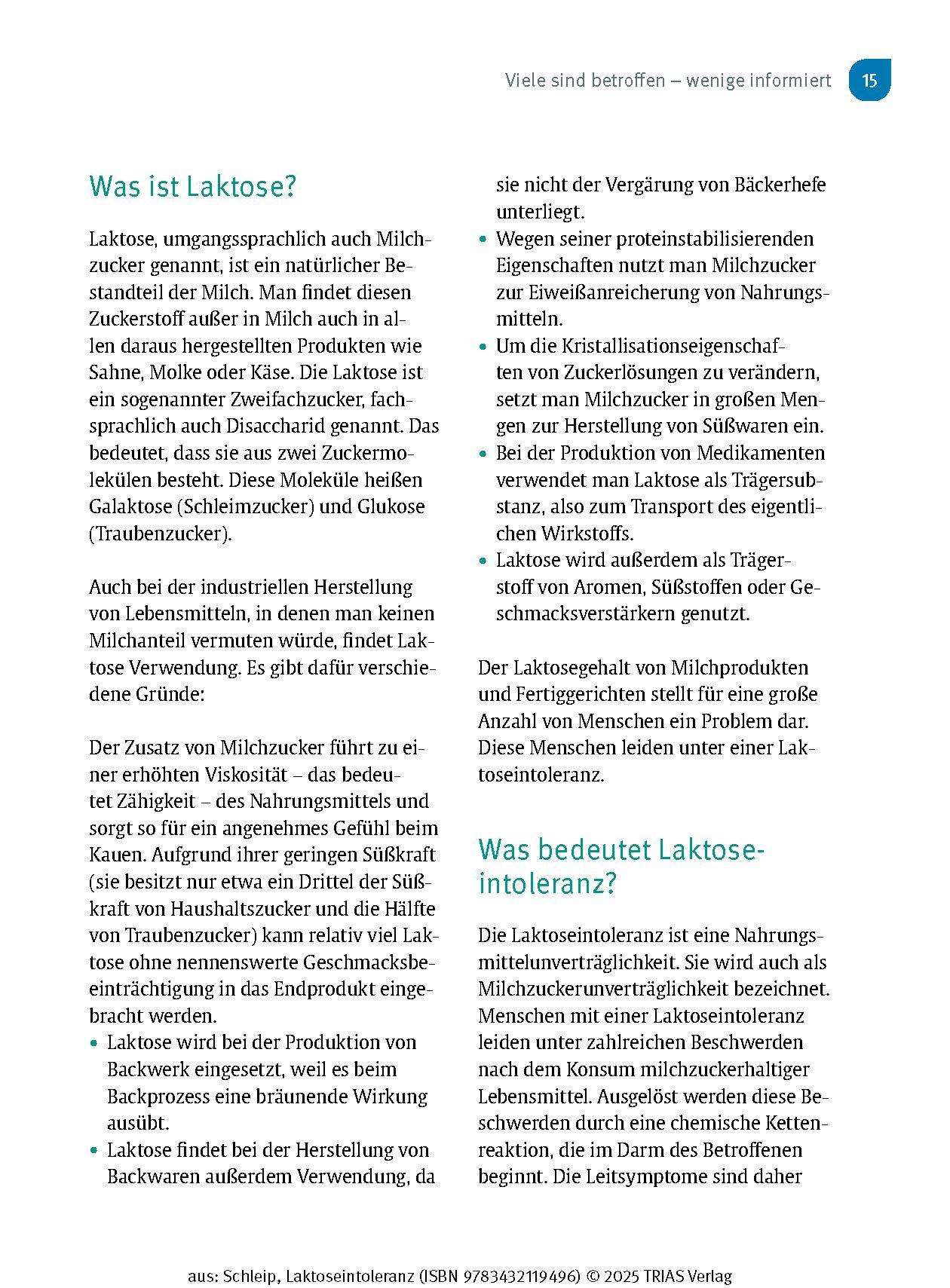 Bild: 9783432119496 | Laktose-Intoleranz | Thilo Schleip | Taschenbuch | 144 S. | Deutsch