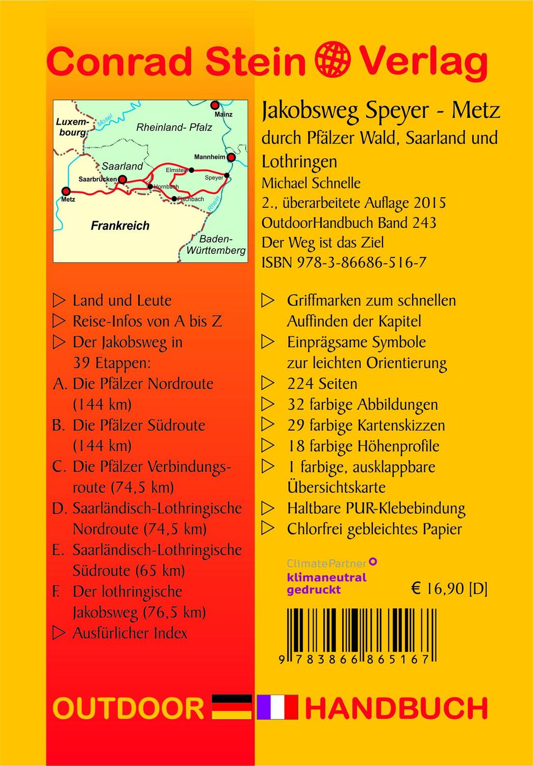 Rückseite: 9783866865167 | Jakobsweg Speyer - Metz | durch Pfälzer Wald, Saarland und Lothringen