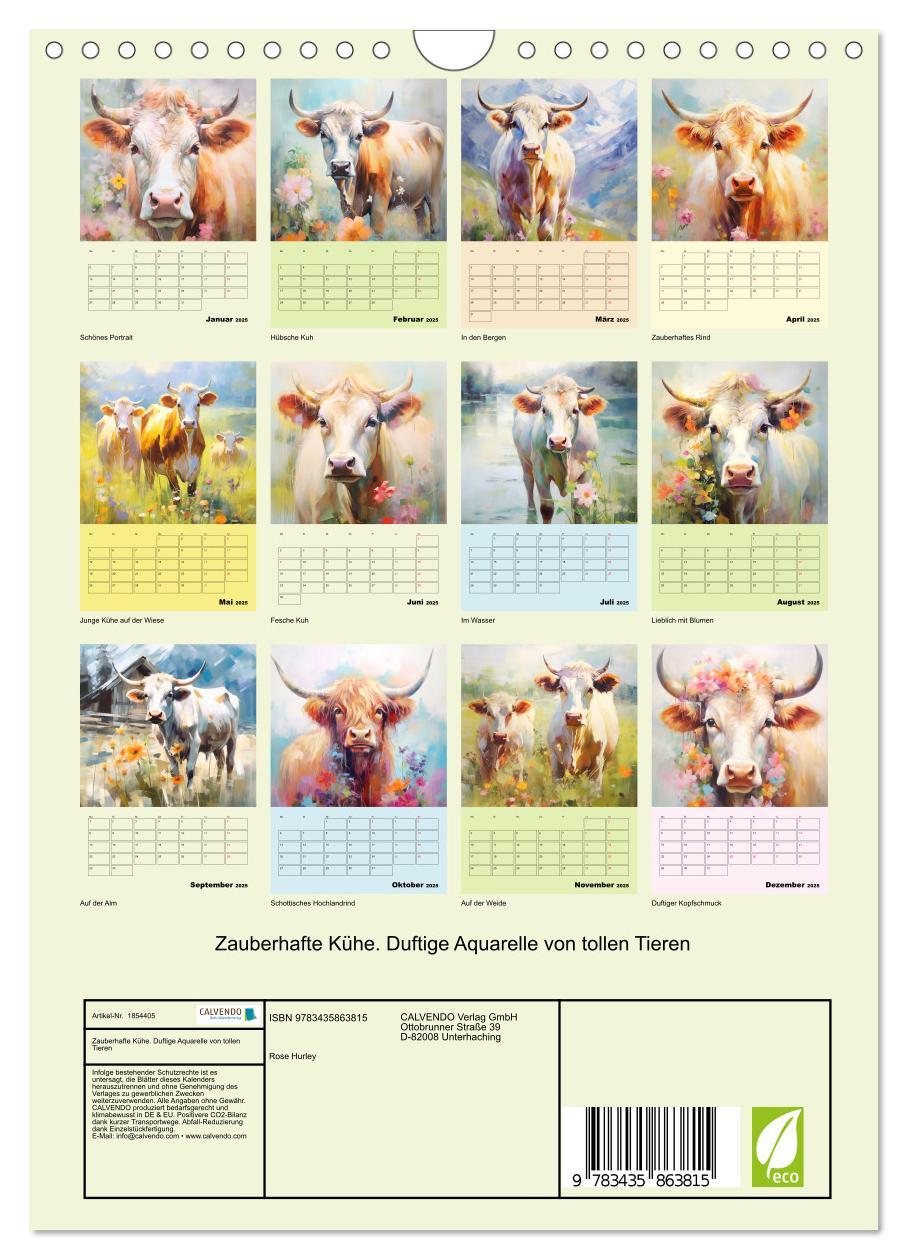 Bild: 9783435863815 | Zauberhafte Kühe. Duftige Aquarelle von tollen Tieren (Wandkalender...