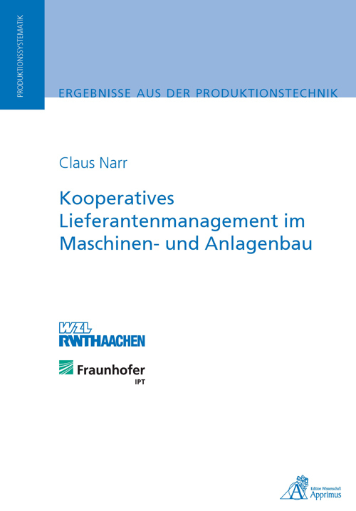 Cover: 9783863590574 | Kooperatives Lieferantenmanagement im Maschinen- und Anlagenbau | Narr