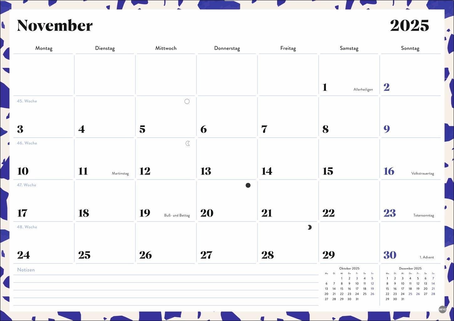 Bild: 9783756408733 | Design Monatsplaner 2025 | Kalender | Bürokalender Heye | 14 S. | 2025