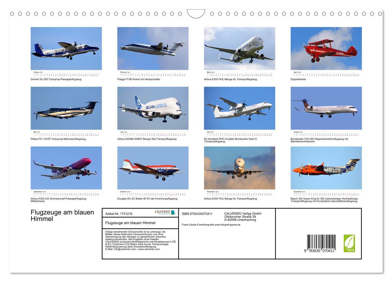 Bild: 9783435070411 | Flugzeuge am blauen Himmel (Wandkalender 2025 DIN A3 quer),...