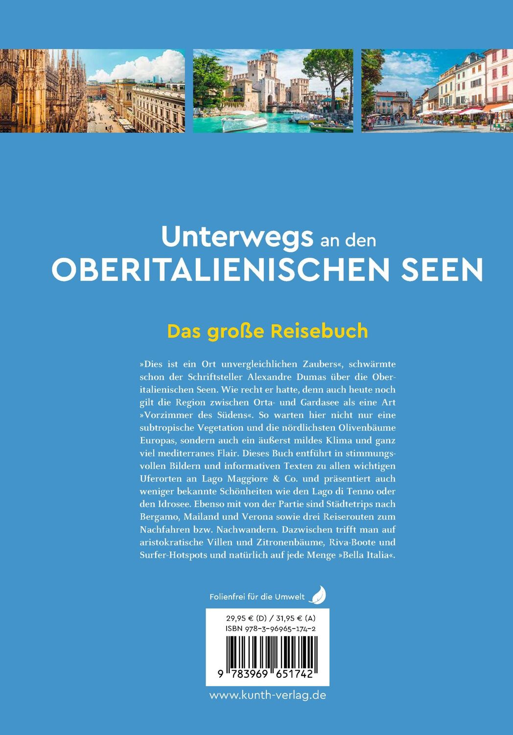 Rückseite: 9783969651742 | KUNTH Unterwegs an den Oberitalienischen Seen | Das große Reisebuch