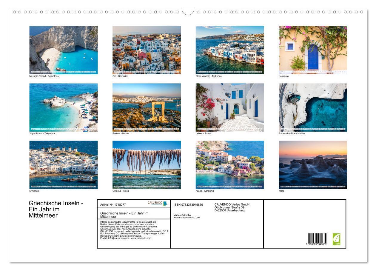 Bild: 9783383949869 | Griechische Inseln - Ein Jahr im Mittelmeer (Wandkalender 2025 DIN...