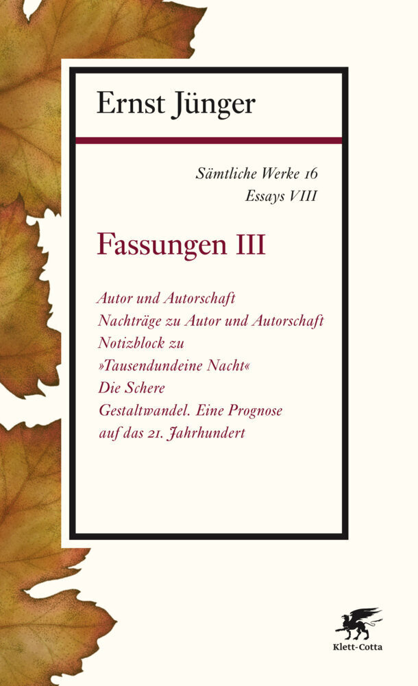 Cover: 9783608963168 | Fassungen. Tl.3 | Ernst Jünger | Taschenbuch | 2015 | Klett-Cotta