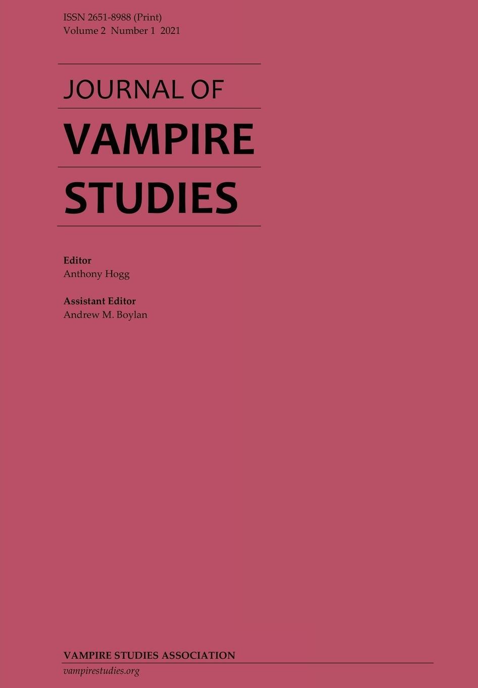 Cover: 9780645203417 | Journal of Vampire Studies | Vol. 2, No. 1 (2021) | Anthony Hogg