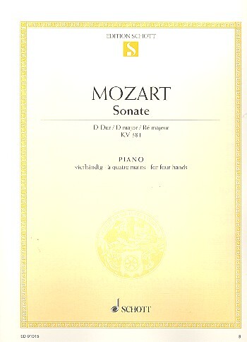 Cover: 9790001086721 | Sonate D-Dur | KV 381. Klavier 4-händig., Edition Schott Einzelausgabe