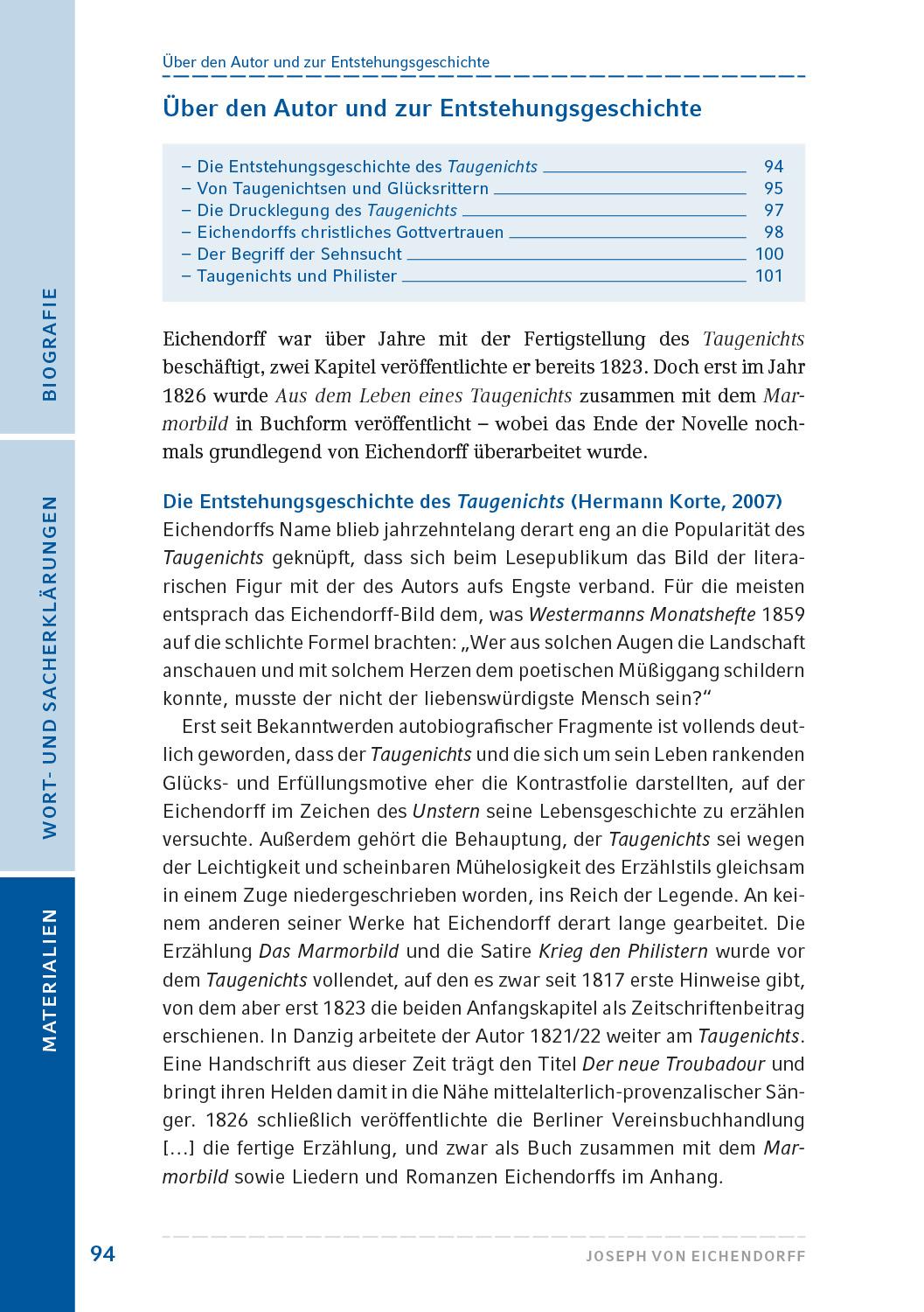 Bild: 9783872915160 | Aus dem Leben eines Taugenichts | Joseph Von Eichendorff | Taschenbuch