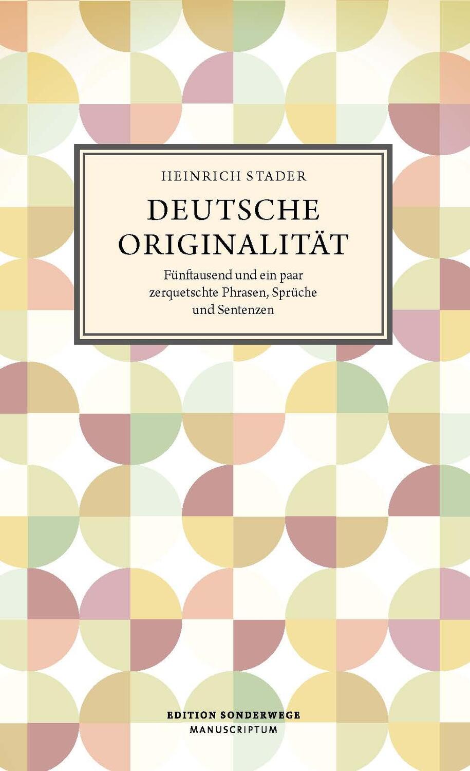 Cover: 9783948075507 | Deutsche Originalität | Heinrich Stader | Taschenbuch | Deutsch | 2023