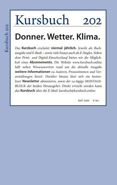 Cover: 9783961961320 | Donner. Wetter. Klima. | Donner.Wetter.Klima. | Armin Nassehi (u. a.)