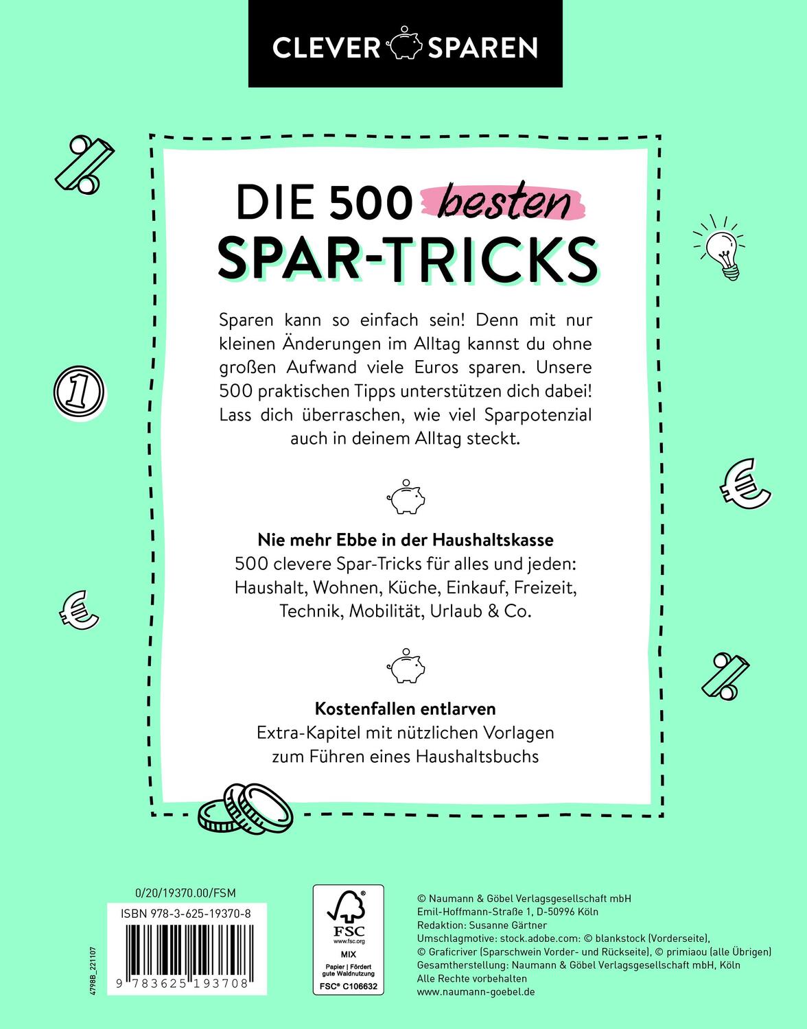 Rückseite: 9783625193708 | Die 500 besten Spar-Tricks | Taschenbuch | 128 S. | Deutsch | 2023