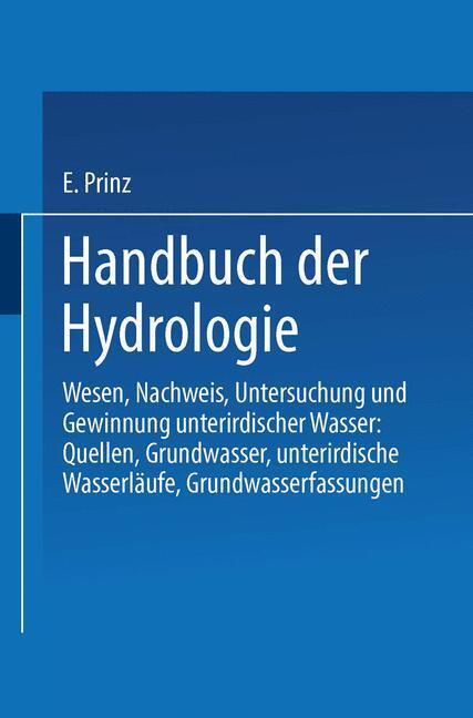 Cover: 9783662407004 | Handbuch der Hydrologie | Emil Prinz | Taschenbuch | Paperback