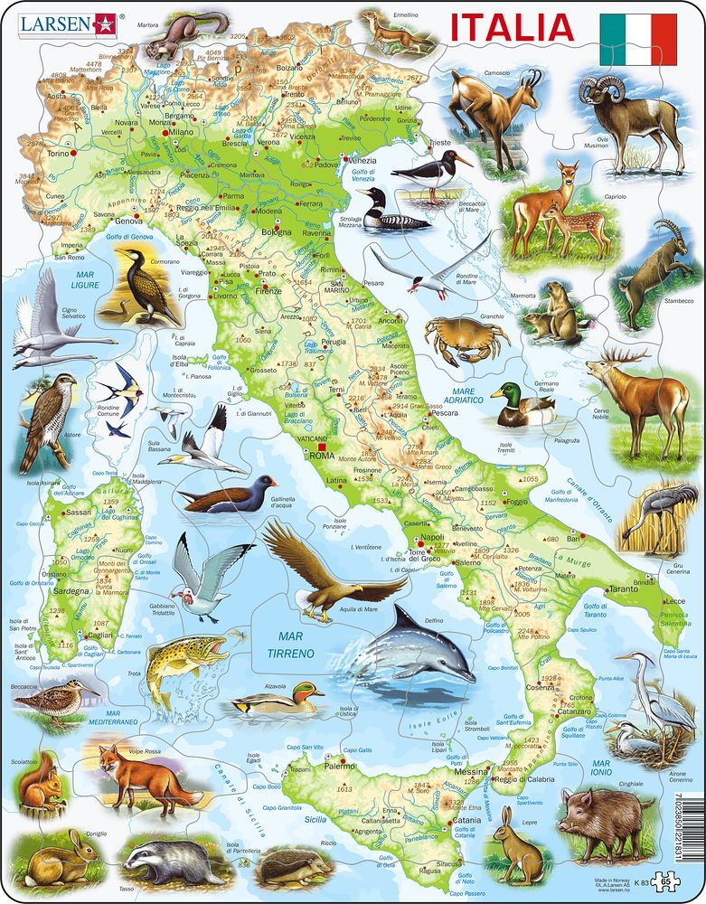 Cover: 7023850221831 | Puzzle - Italien mit Tieren | Puzzle | Larsen | EAN 7023850221831