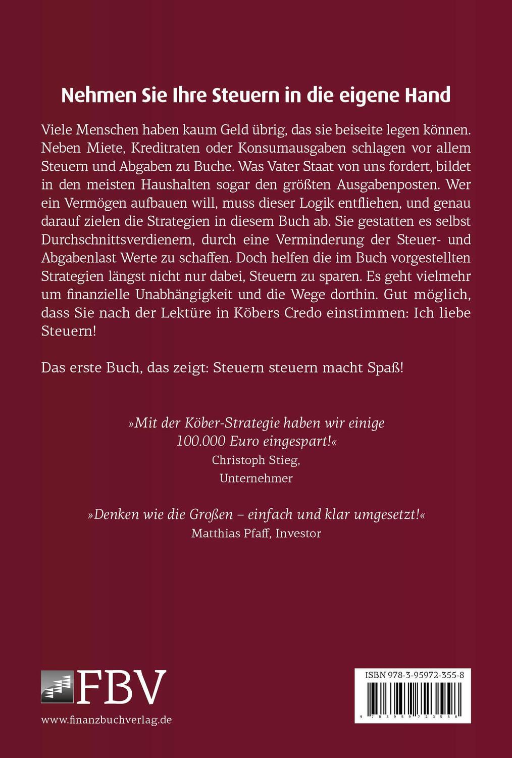 Rückseite: 9783959723558 | Steuern steuern | Johann C. Köber | Buch | Deutsch | 2020