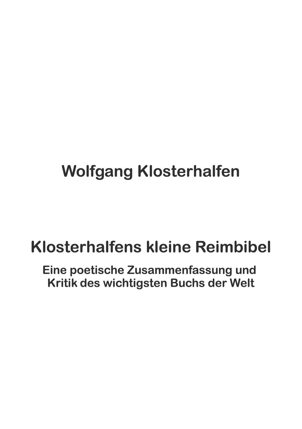 Cover: 9783756244034 | Klosterhalfens kleine Reimbibel | Wolfgang Klosterhalfen | Taschenbuch