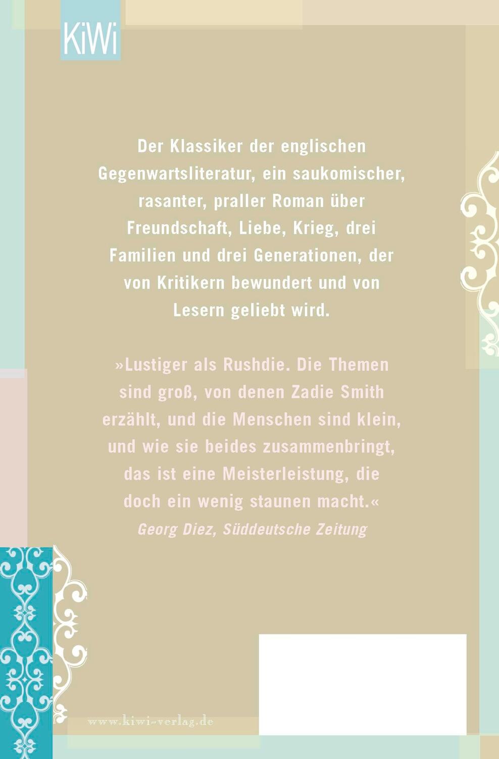 Rückseite: 9783462042443 | Zähne zeigen | Roman | Zadie Smith | Taschenbuch | KIWI | 656 S.