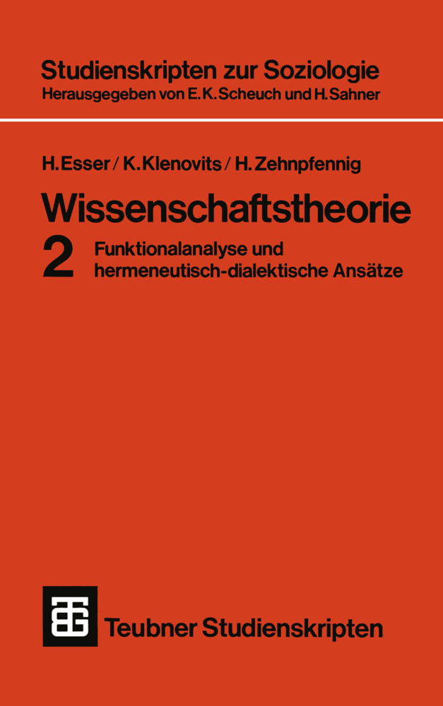 Cover: 9783519000297 | Wissenschaftstheorie 2. Tl.2 | Hartmut Esser (u. a.) | Taschenbuch