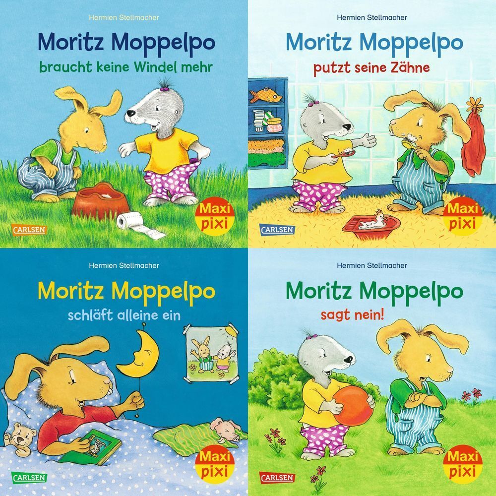 Cover: 9783551030351 | Maxi-Pixi-4er-Set 71: Moritz Moppelpo (4x1 Exemplar) | Stellmacher