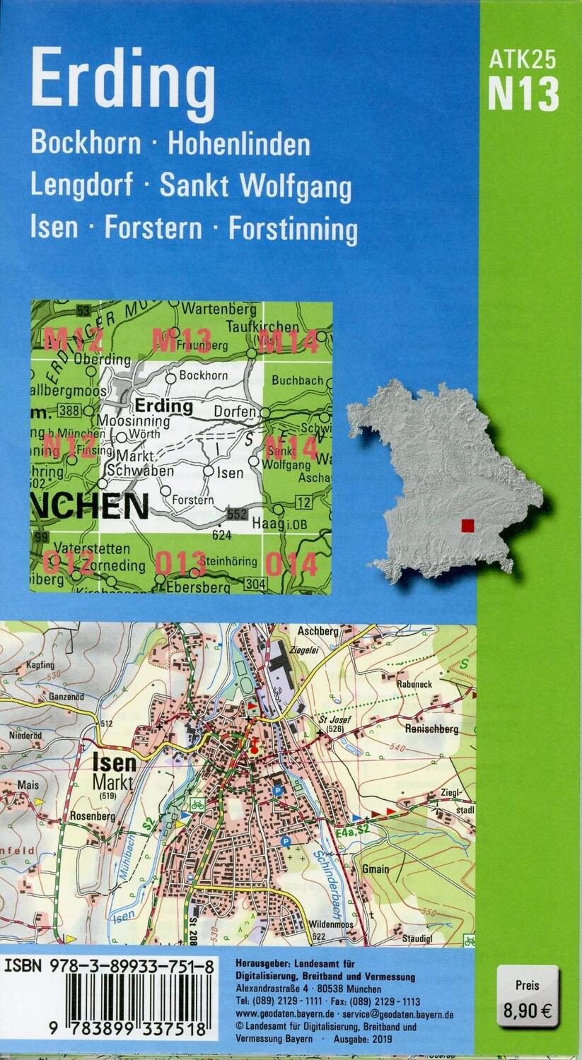 Bild: 9783899337518 | Erding 1 : 25 000 | Taschenbuch | Deutsch | 2019 | LDBV Bayern