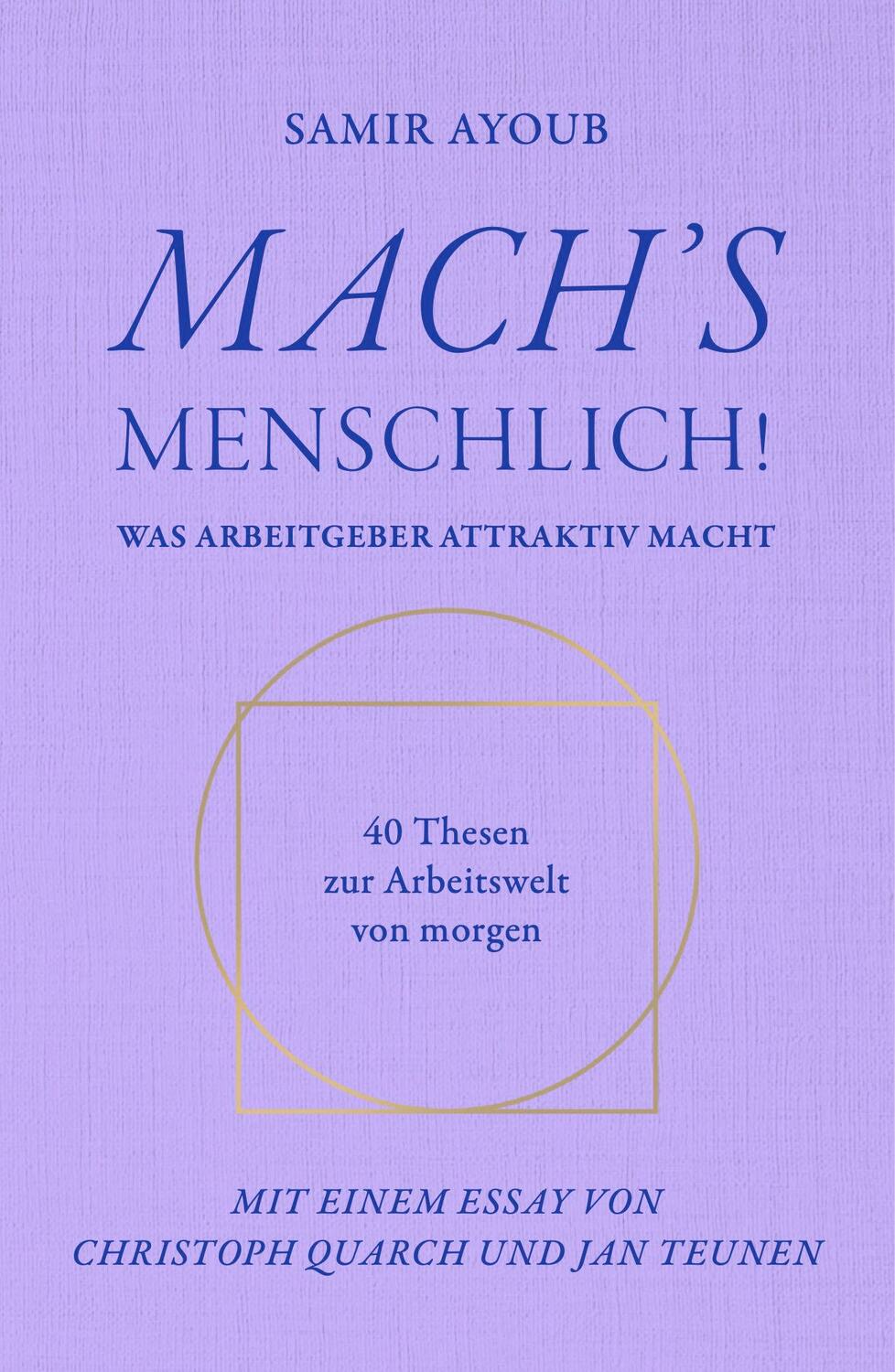 Cover: 9783948206109 | MACH'S MENSCHLICH! | Samir Ayoub | Buch | 164 S. | Deutsch | 2023