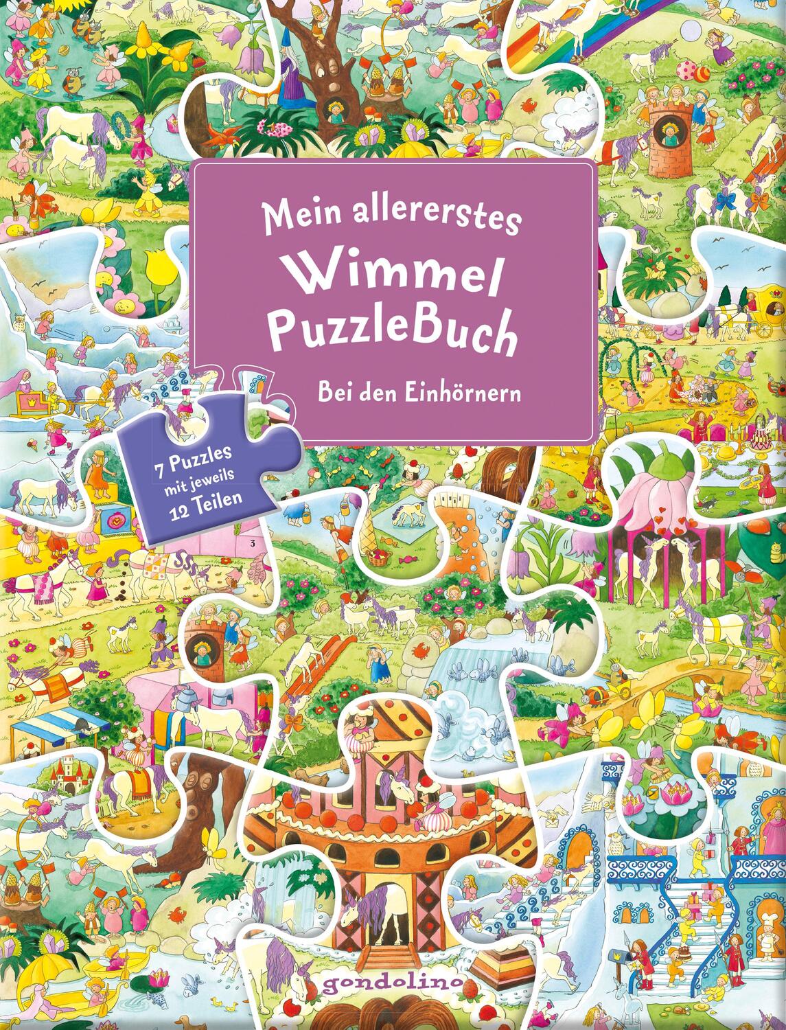 Cover: 9783811234536 | Mein allererstes WimmelPuzzleBuch - Bei den Einhörnern | Buch | 2018