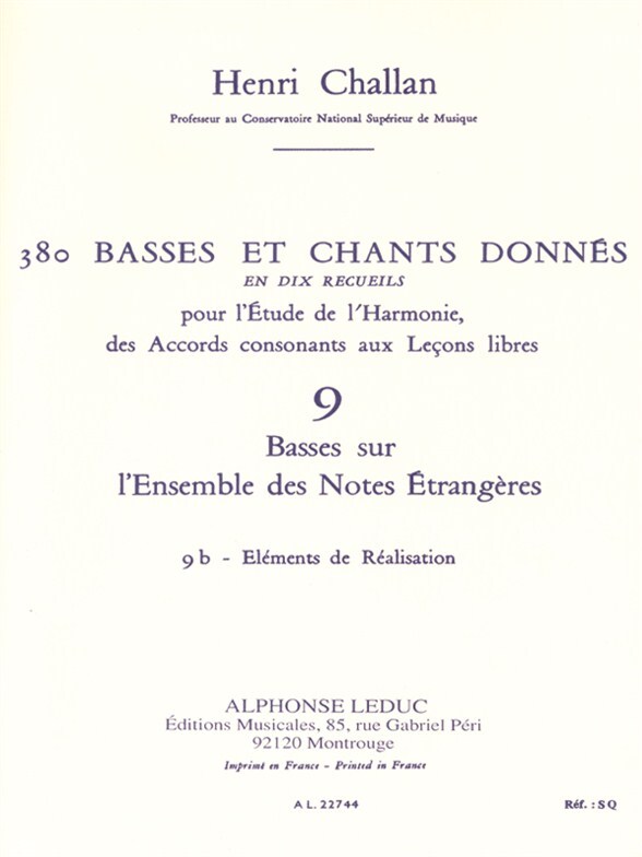 Cover: 9790046227448 | CHALLAN H. 380 BASSES ET CHANTS DONNES VOL.09:BASSES SUR NOTES...