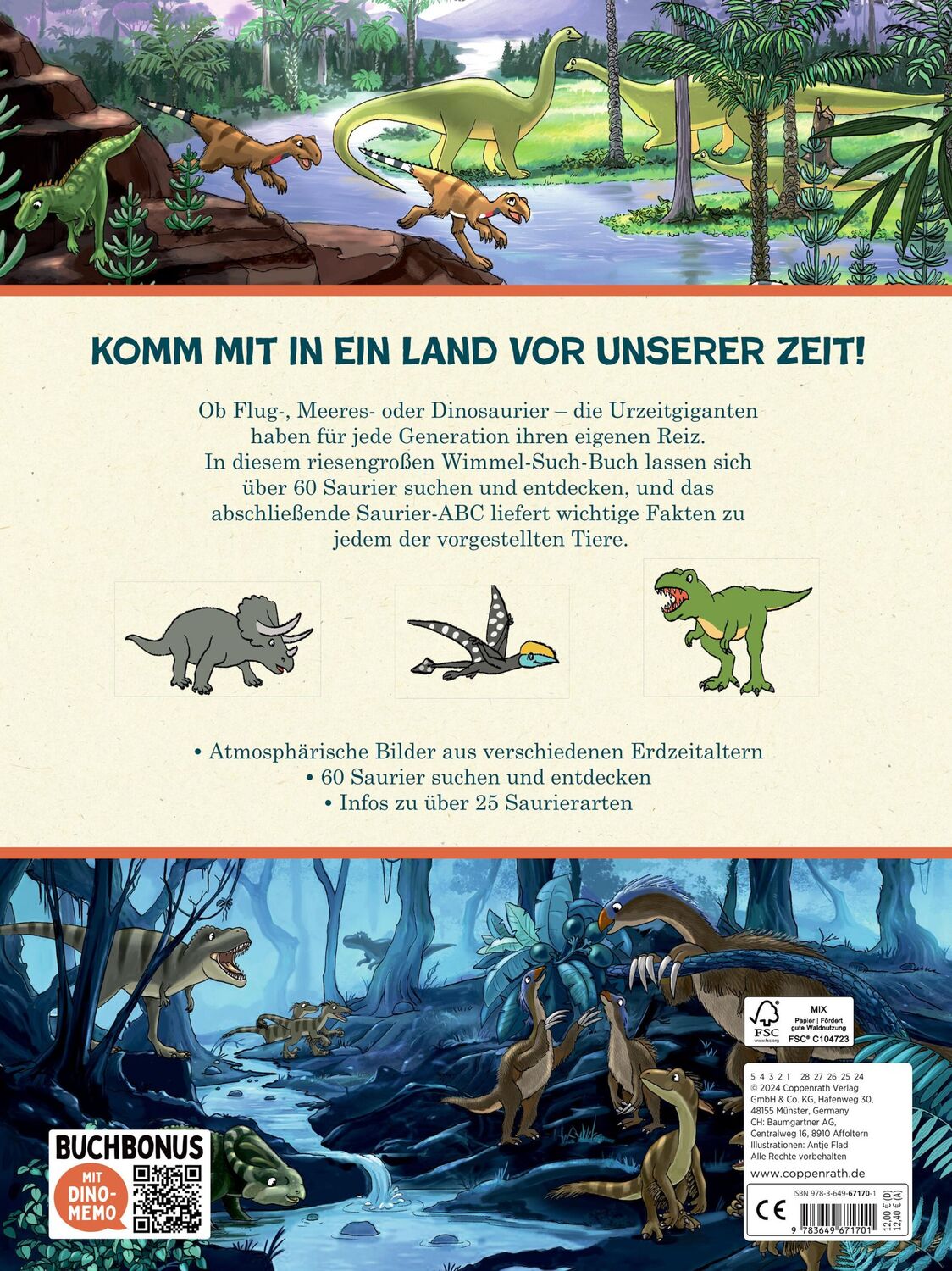 Rückseite: 9783649671701 | Mein riesengroßes Wimmel-Such-Buch: Dinosaurier &amp; Co. | Antje Flad