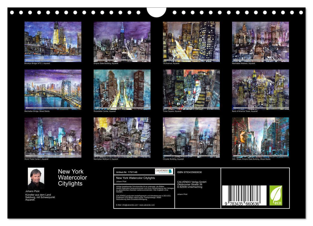 Bild: 9783435660636 | New York Watercolor Citylights (Wandkalender 2025 DIN A4 quer),...