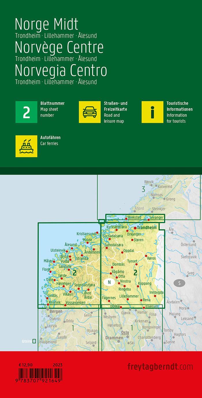Rückseite: 9783707921649 | Norwegen Mitte, Straßen- und Freizeitkarte 1:250.000, freytag &amp; berndt