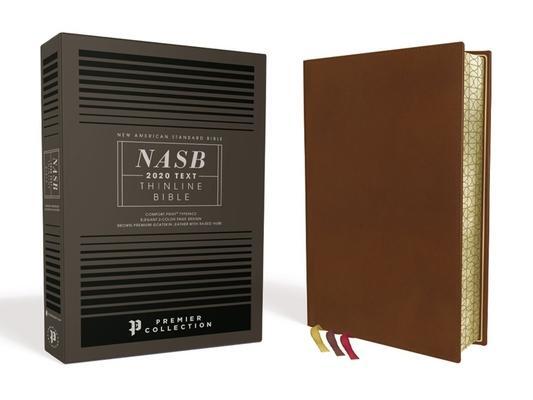 Cover: 9780310460534 | NASB, Thinline Bible, Premium Goatskin Leather, Brown, Premier...