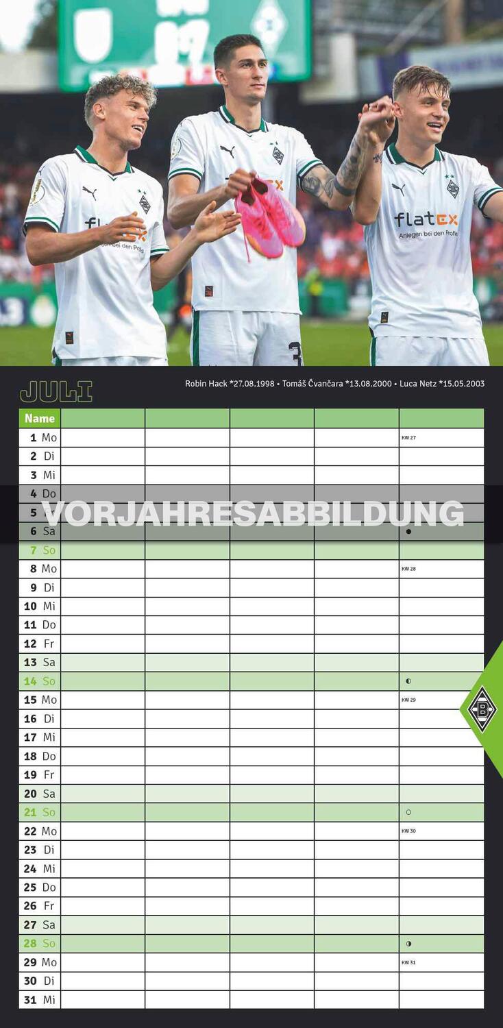 Bild: 4002725994387 | Borussia Mönchengladbach 2025 - Familien-Planer - Fan-Kalender -...