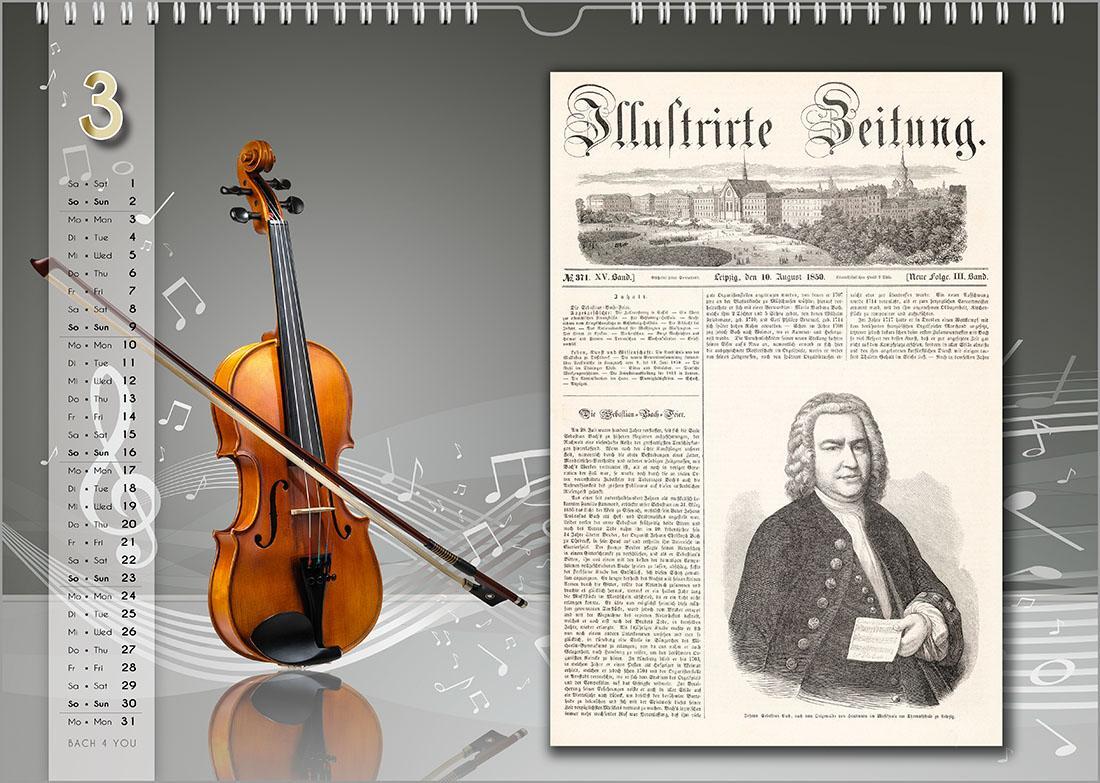 Bild: 9783969030974 | Komponisten-Kalender, Bach-Kalender, Musik-Kalender 2025, DIN A4 | Jr.