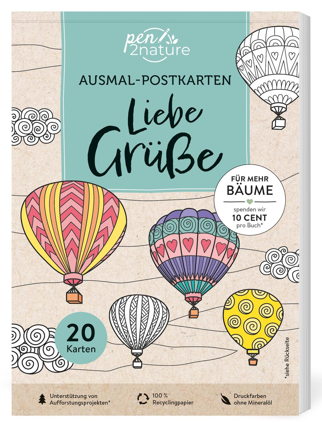Cover: 9783987640926 | Ausmal-Postkarten Liebe Grüße 20 Karten | Taschenbuch | 40 S. | 2024