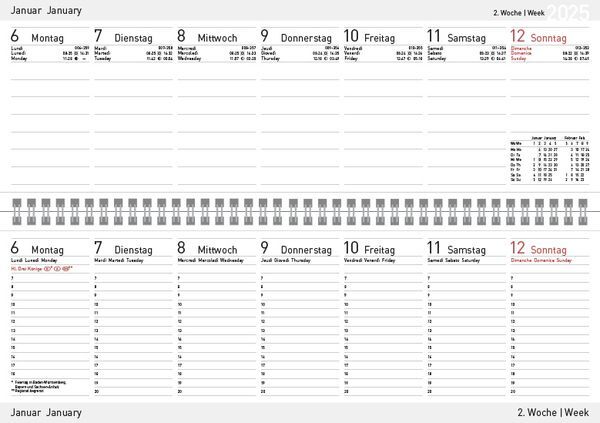 Bild: 9783731878773 | Tischkalender quer Professional Premium 2025 rot | Korsch Verlag