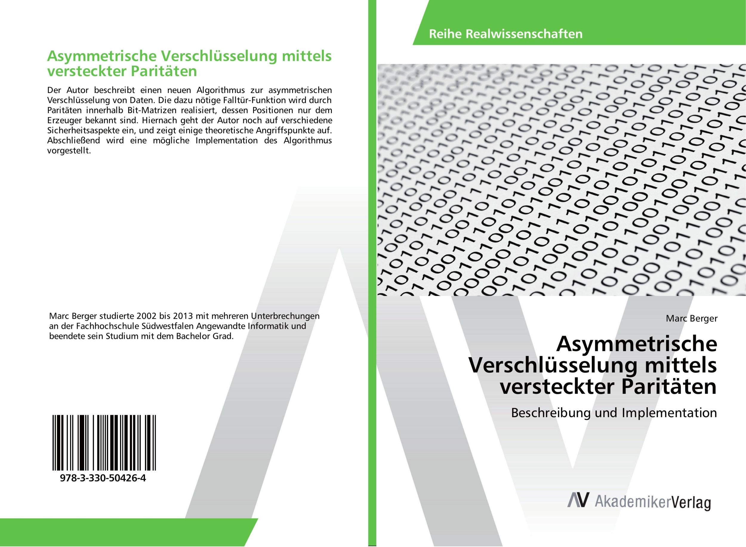 Cover: 9783330504264 | Asymmetrische Verschlüsselung mittels versteckter Paritäten | Berger