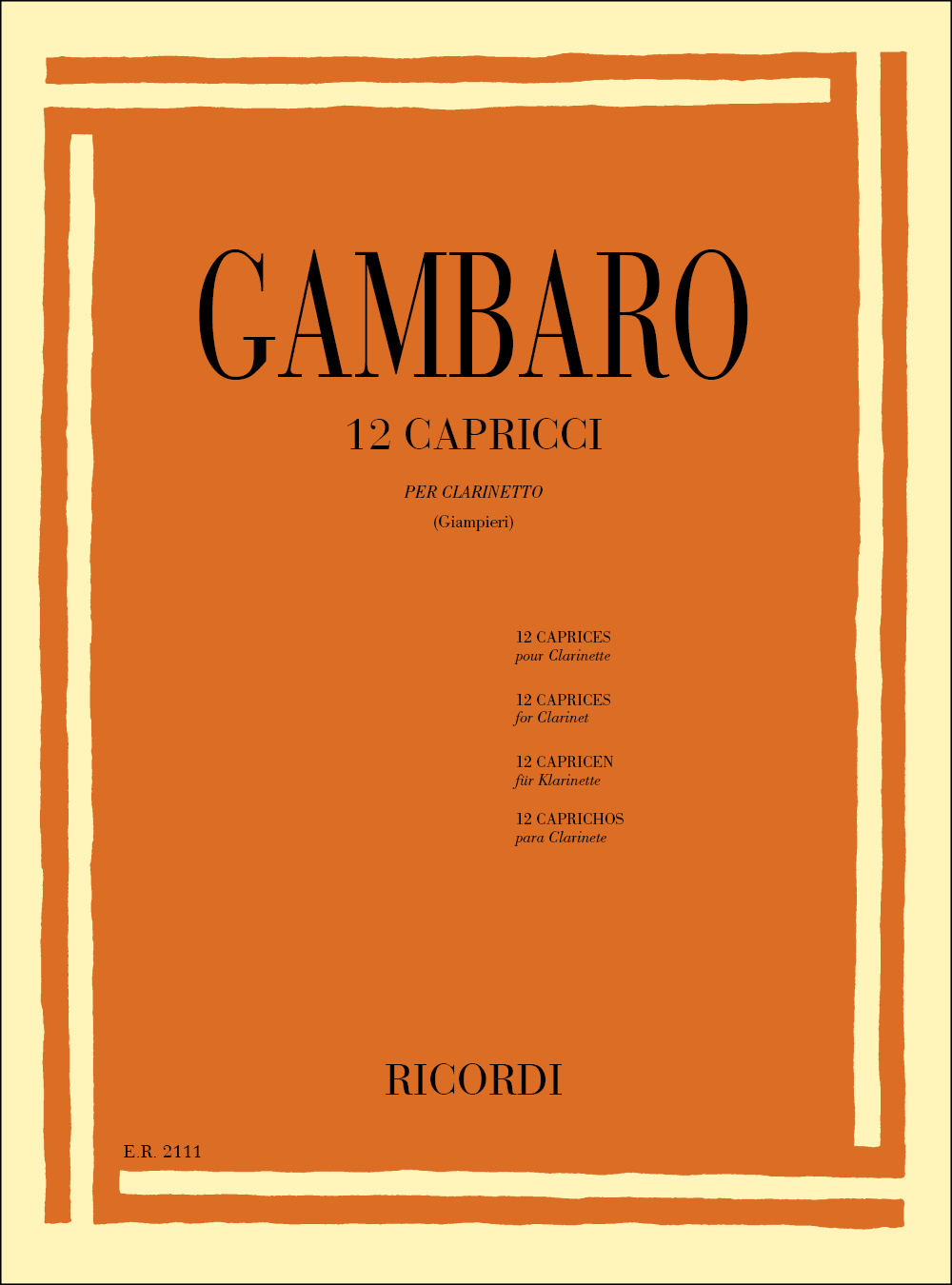 Cover: 9790041821115 | 12 Capricci | Giovanni Battista Gambaro | Partitur | Ricordi