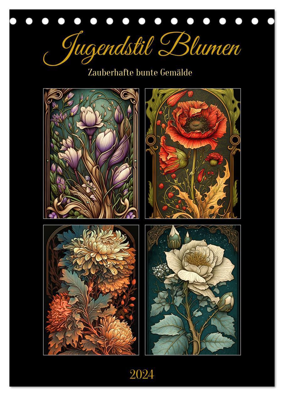 Cover: 9783675944794 | Jugendstil Blumen (Tischkalender 2024 DIN A5 hoch), CALVENDO...