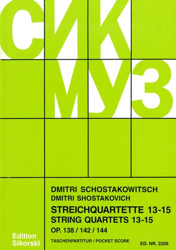 Cover: 9790003017662 | Quartetti 13-15 Op. 138/142/144 | Dimitri Shostakovich | Partitur