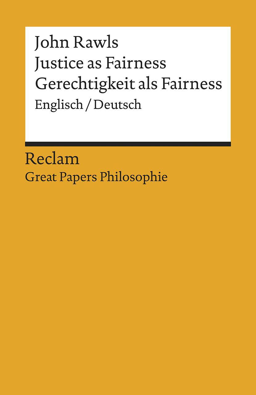 Cover: 9783150195864 | Justice as Fairness / Gerechtigkeit als Fairness | John Rawls | Buch