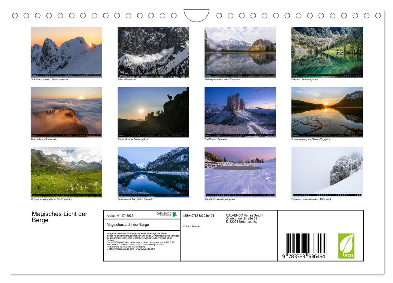 Bild: 9783383936494 | Magisches Licht der Berge (Wandkalender 2025 DIN A4 quer), CALVENDO...