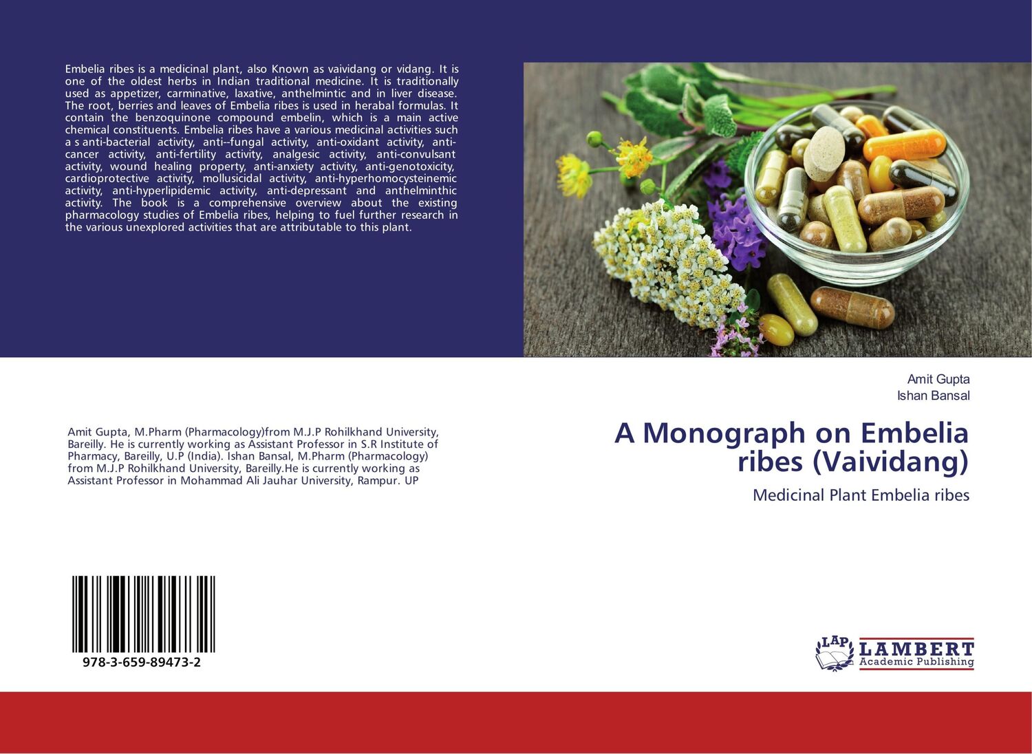 Cover: 9783659894732 | A Monograph on Embelia ribes (Vaividang) | Amit Gupta (u. a.) | Buch