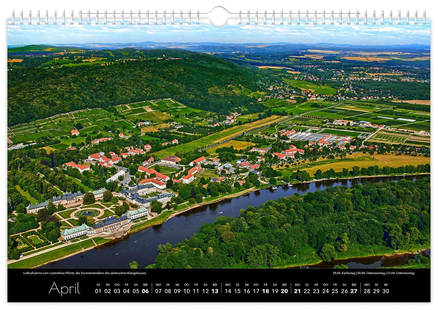 Bild: 9783910680494 | Kalender Dresden Luftaufnahmen 2025 | 45 x 30 cm schwarzes Kalendarium