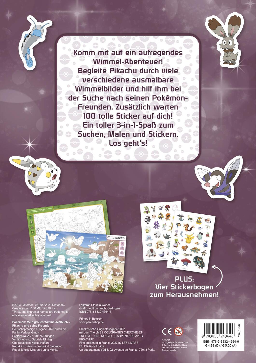 Rückseite: 9783833243646 | Pokémon: Mein großes Wimmel-Malbuch - Pikachu und seine Freunde | Buch