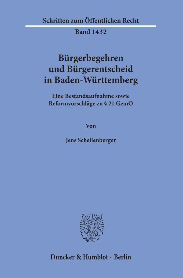 Cover: 9783428158089 | Bürgerbegehren und Bürgerentscheid in Baden-Württemberg. | Taschenbuch