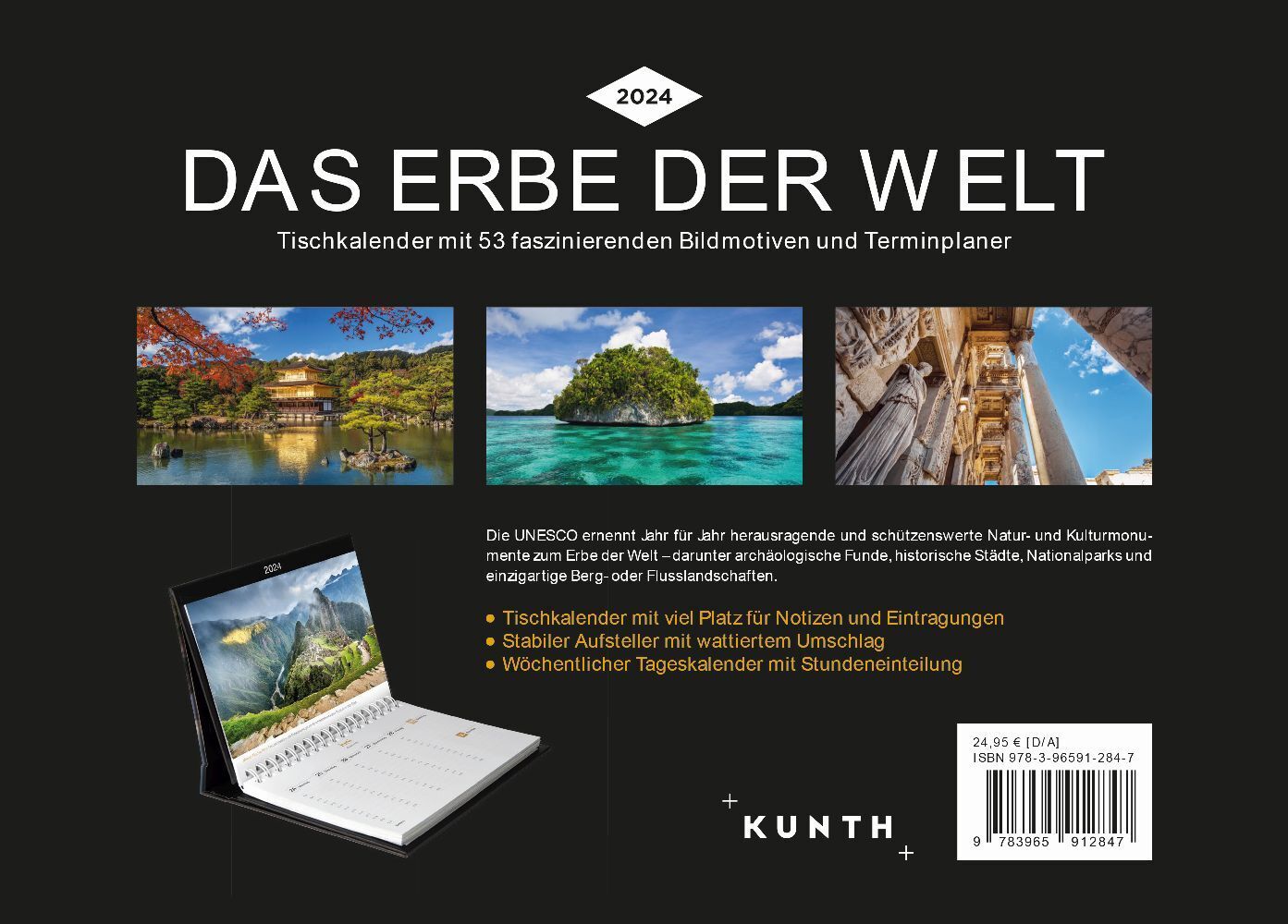 Bild: 9783965912847 | Das Erbe der Welt - KUNTH Tischkalender 2024 | Kalender | 54 S. | 2024