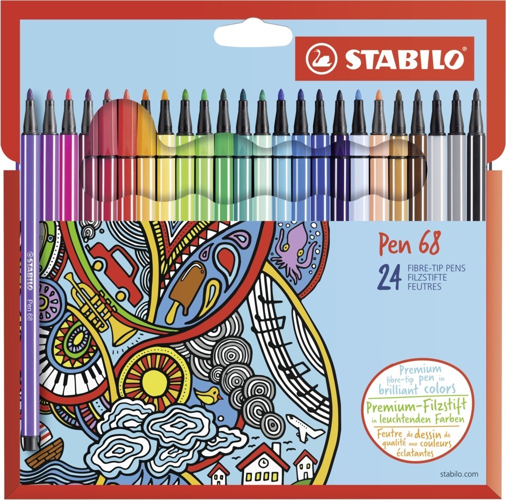 Cover: 4006381483872 | Premium-Filzstift - STABILO Pen 68 - 24er Pack - mit 24...