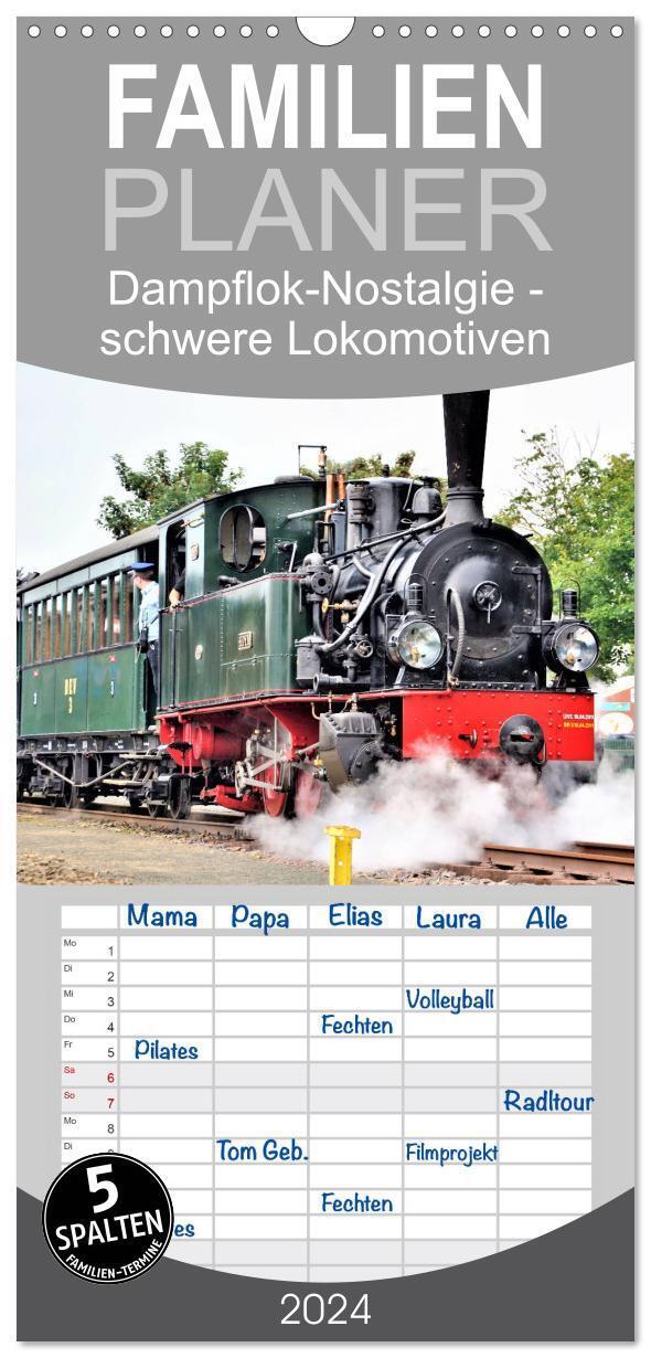 Cover: 9783383080265 | Familienplaner 2024 - Dampflok-Nostalgie - schwere Lokomotiven mit...