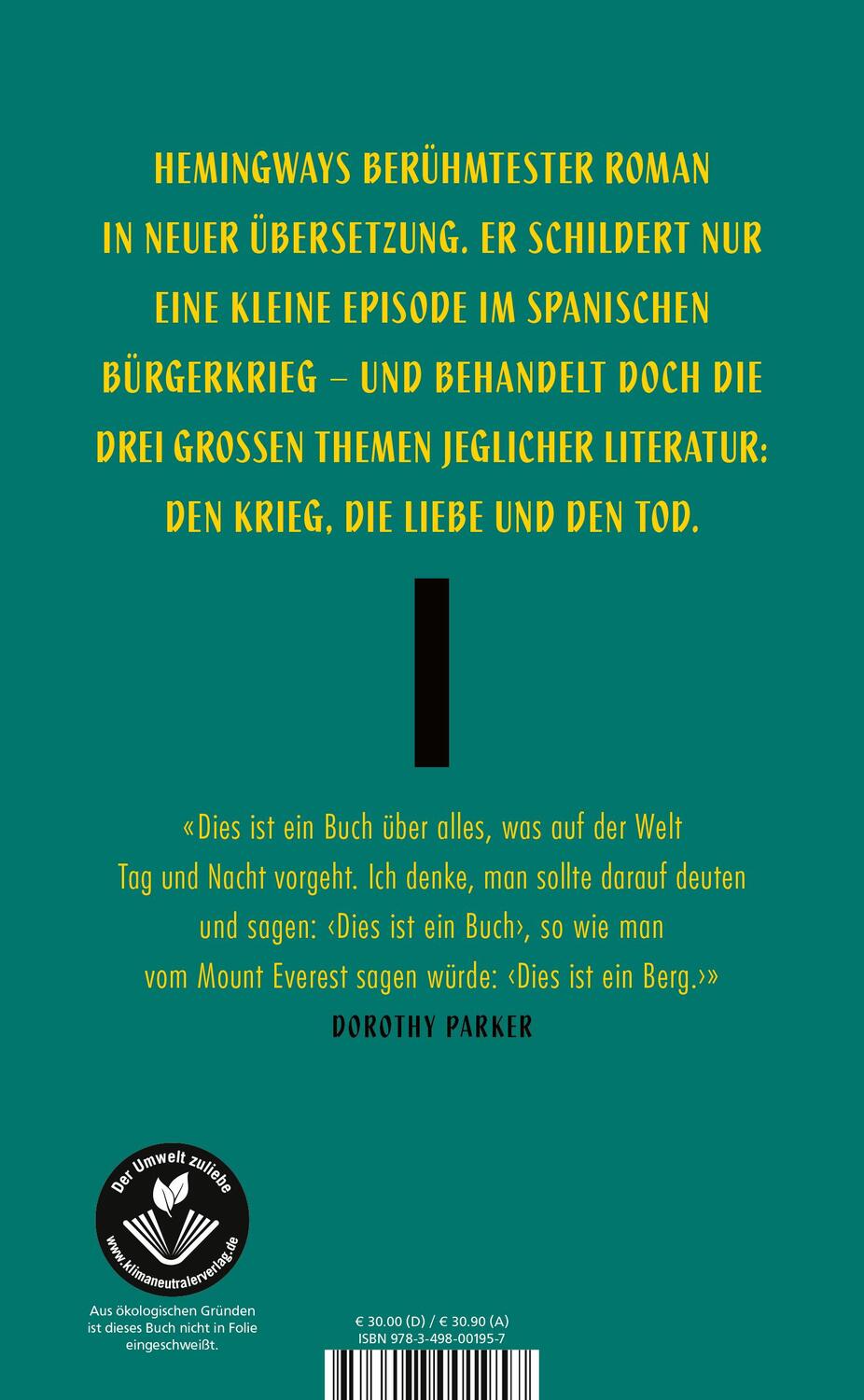 Rückseite: 9783498001957 | Wem die Stunde schlägt | Ernest Hemingway | Buch | Deutsch | 2022