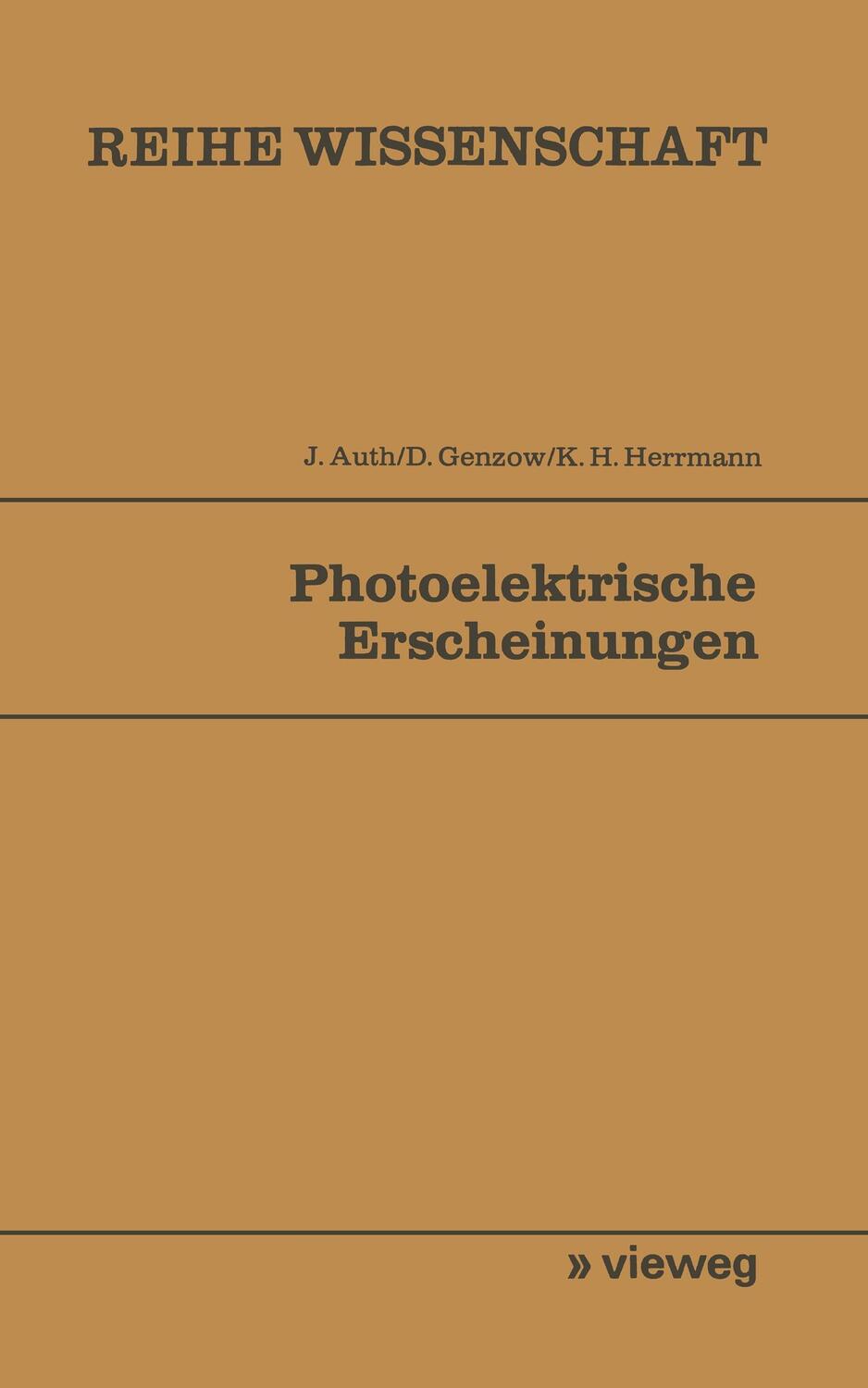 Cover: 9783528068219 | Photoelektrische Erscheinungen | Joachim Auth | Taschenbuch | iv